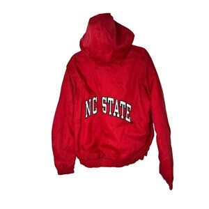 Vintage 1990's Era NC State Red Hooded puffer Jacket With Logo Graphic Large
